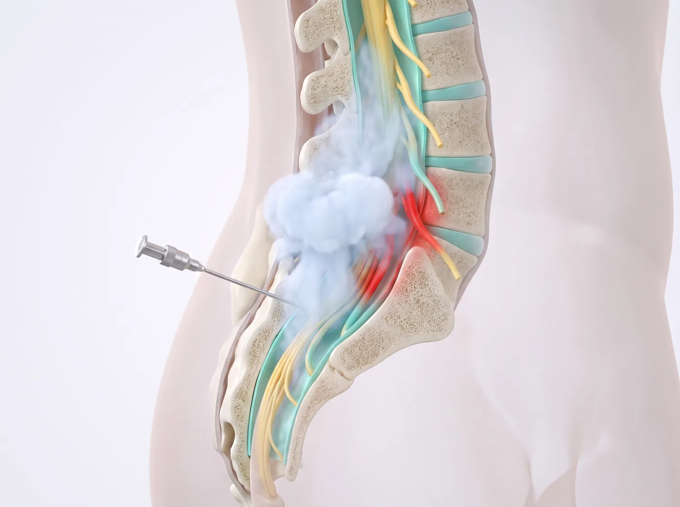 Relief delivered — medical illustration